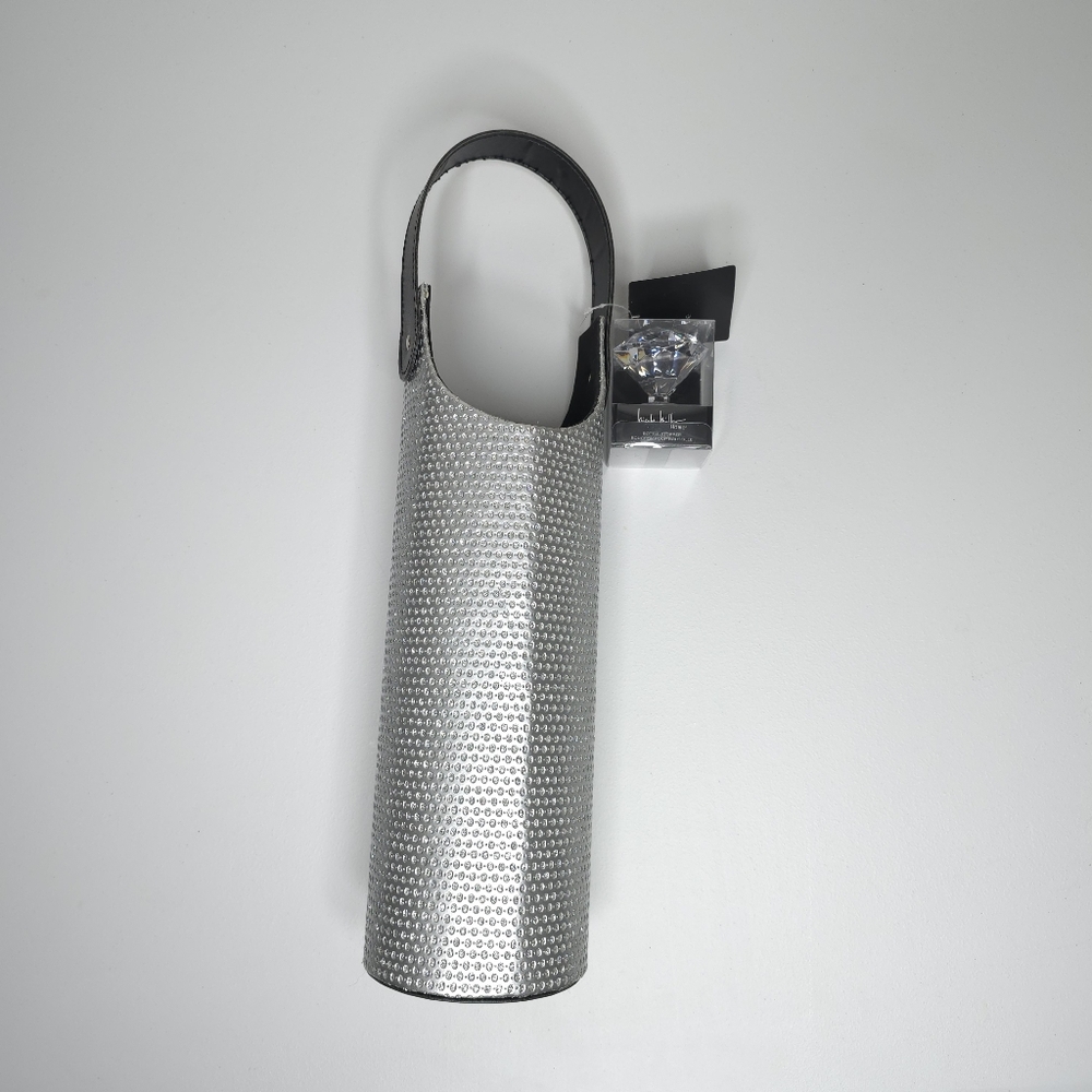 Nicole Miller Diamond Bottle Wine Carrier with Bottle Stopper NWT
